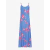 ALLSAINTS ALLSAINTS WOMEN'S NEON PINK BRYONY IONA GRAPHIC-PRINT RECYCLED-POLYESTER MAXI SLIP DRESS