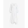 Allsaints Aviana V-neck Broderie Maxi Dress In Off White