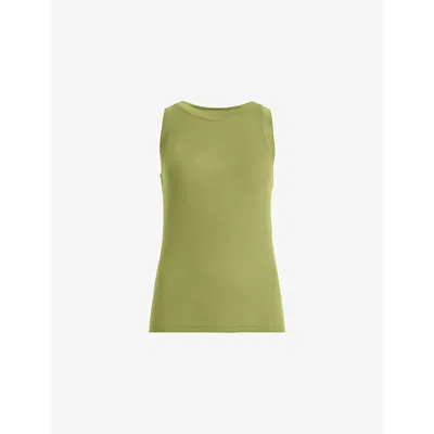 Allsaints Womens Olive Green Rina Sleeveless Stretch-woven Tank Top