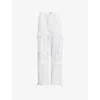 Allsaints Womens Optic White Barbara High-rise Elasticated-waist Organic-cotton Trousers