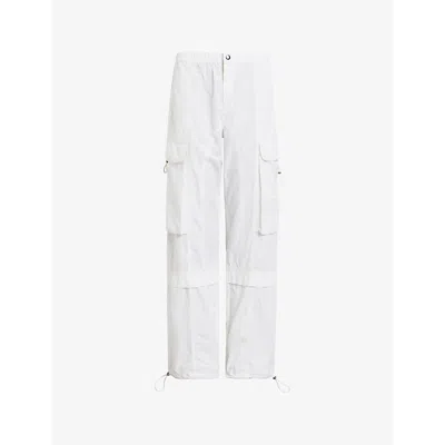 Allsaints Womens Optic White Barbara High-rise Elasticated-waist Organic-cotton Trousers