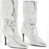 Allsaints Women's Orlana Leather Shimmer Boots In Silver In Silver