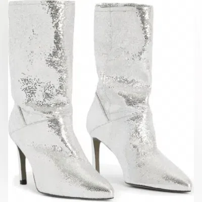 Allsaints Women's Orlana Leather Shimmer Boots In Silver