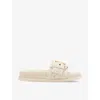 Allsaints Womens Parchment Whit Ellie Buckle-embellished Leather Sandals