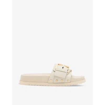 Allsaints Womens Parchment Whit Ellie Buckle-embellished Leather Sandals