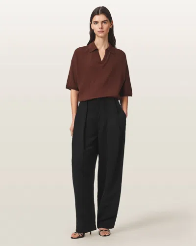 Allsaints Women's Phi Linen-blend Wide Leg Trousers In Black