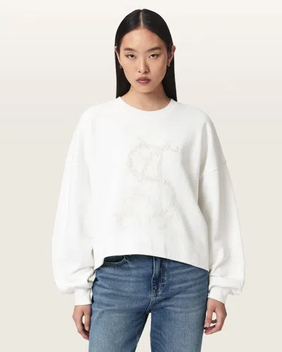 Allsaints Reflex Lila Oversized Embellished Sweatshirt In Animal Print