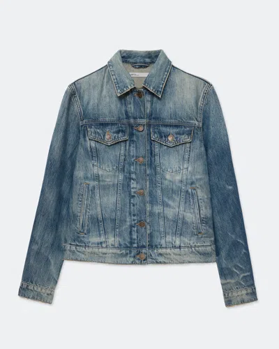 Allsaints Womens Faded-wash Regular-fit Denim Jacket Tint Light Ind In Blue