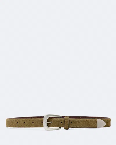 Allsaints Women's Romy Metal-tipped Haircalf Leather Belt In Brown