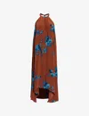 Allsaints Mysti Halter Neck Floral Iona Maxi Dress In Rust Red