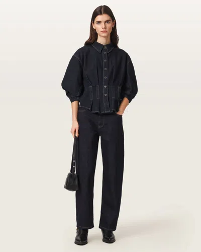 Allsaints Womens Rinse Wash Ind Sadie Barrel-leg Mid-rise Stretch-denim Jeans In Black