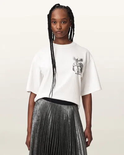 Allsaints Seraph Amelie Oversized Graphic T-shirt In Animal Print
