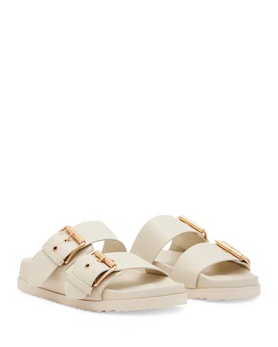 Allsaints Sian Leather Buckle Sandals In Chalk White
