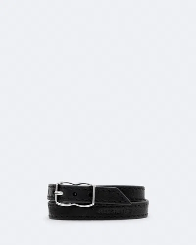 Allsaints Women's Siloh Leather Double-wrap Bracelet In Black