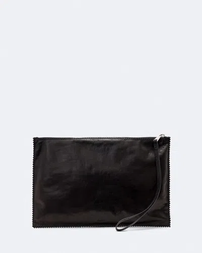 Allsaints Women's Siloh Pinked-edge Large Leather Pouch In Black