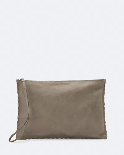Allsaints Women's Siloh Pinked-edge Large Leather Pouch In Gray