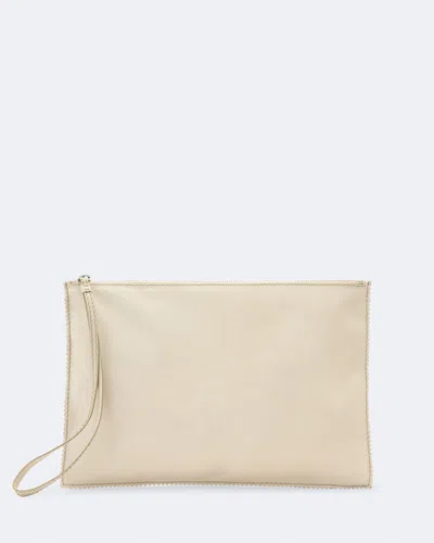 Allsaints Women's Siloh Pinked-edge Large Leather Pouch In Neutral