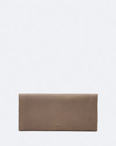 Allsaints Women's Siloh Pinked-edge Leather Continental Wallet In Gray