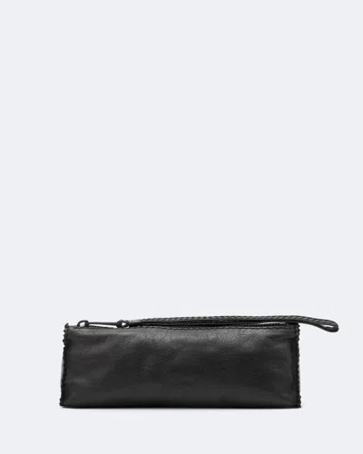 Allsaints Women's Siloh Pinked-edge Leather Pencil Case In Black