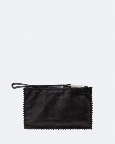 Allsaints Women's Siloh Pinked-edge Small Leather Pouch In Black