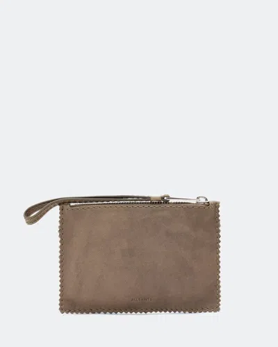 Allsaints Women's Siloh Pinked-edge Small Leather Pouch In Brown