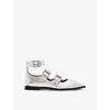 Allsaints Susan Buckle-embellished Metallic Leather Ballet Flats In Silver