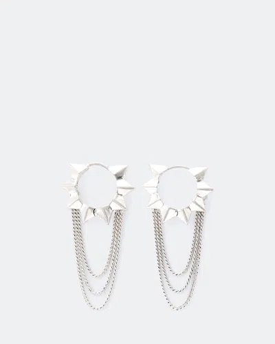 Allsaints Women's Spike Chain-embellished Huggie Earrings In Silver