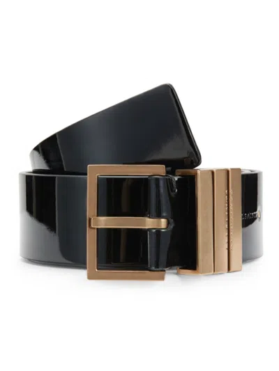 Allsaints Women's Square Frame Buckle Leather Belt In Black