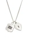 Allsaints Women's Sterling Silver Signature Double Shield Pendant Necklace In Silver