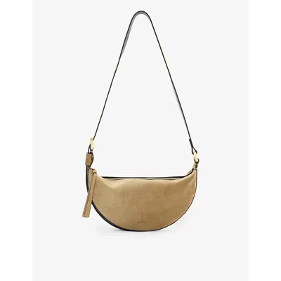 Allsaints Womens Sughero Brown Sughero Logo-debossed Leather Cross-body Bag In Mink Brown