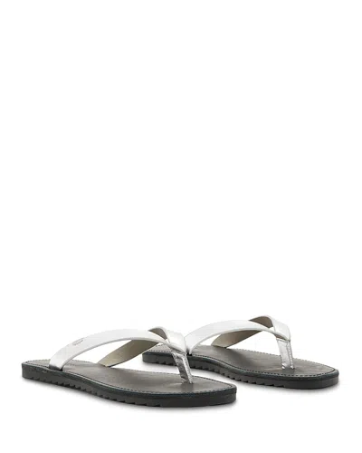 Allsaints Leather Sydney Flip Flops In Silver