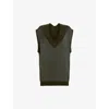 Allsaints Bern Merino Wool V-neck Tank Top In Tarmac Green