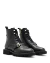 Allsaints Tori Leather Boots In Black/warm Brass