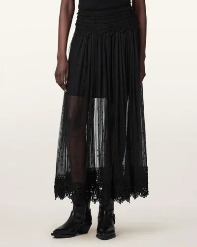 Allsaints Women's Trixie Lace Midi Skirt In Black