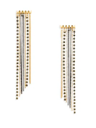 Allsaints Women's Two Tone Glass Crystal Drop Earrings In Gold