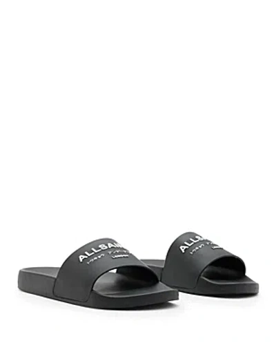 Allsaints Women's Underground Logo Slip On Slide Sandals In Black