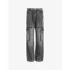 Allsaints Echo High Rise Cargo Jeans In Washed Black In Washed Black