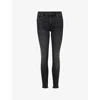 Allsaints Womens Washed Black Miller Push Up Slim-fi Mid-rise Stretch Denim Jeans In Washed Black