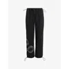 ALLSAINTS ALLSAINTS WOMENS WASHED BLACK YAS SNAKE-EMBROIDERED HIGH-RISE STRETCH-WOVEN TROUSERS