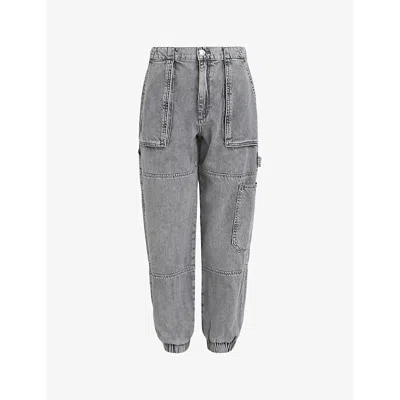 Allsaints Womens Washed Grey Mila Straight-leg High-rise Jogger Jeans