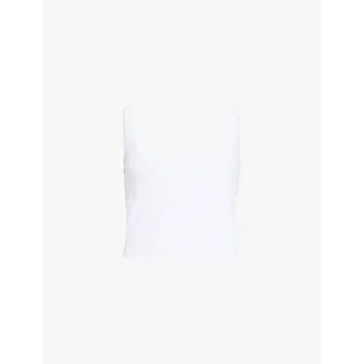Allsaints Womens White Anie Square-neck Cropped Stretch-woven Cami