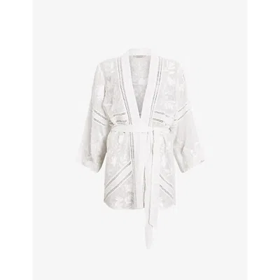 Allsaints Carina Embroidered Kimono In White
