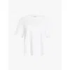 Allsaints Womens White Lisa Relaxed-fit Short-sleeve Organic-cotton T-shirt