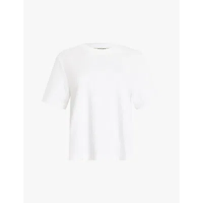 Allsaints Womens White Lisa Relaxed-fit Short-sleeve Organic-cotton T-shirt