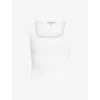 Allsaints Womens White Tamie Square-neck Ribbed Stretch-woven Tank