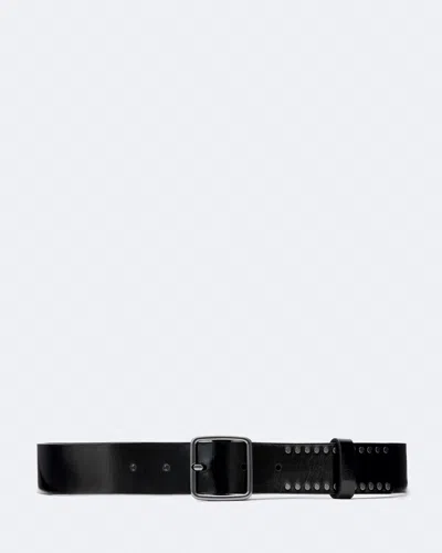 Allsaints Women's Wyatt Bar-buckle Studded Leather Belt In Black