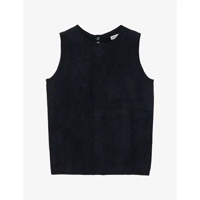 Allsaints Womens Ada Cashmere Top Navy Blue In Black