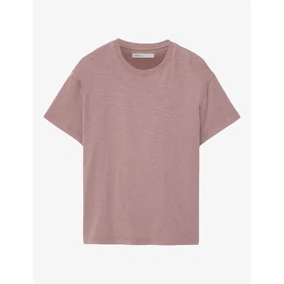 Allsaints Womens Addi Short-sleeved Cotton-jersey T-shirt Mauve Pink Xs