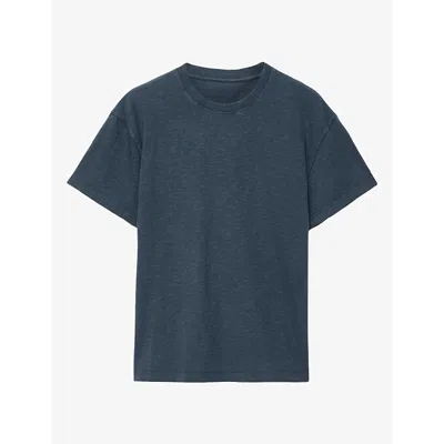 Allsaints Womens Addi Short-sleeved Cotton-jersey T-shirt Teal Blue In Multi