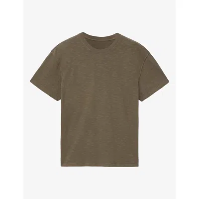 Allsaints Womens Addi Short-sleeved Cotton-jersey T-shirt Washed Khaki In Brown